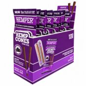 Hemper Pre-Rolled cônes en chanvre King Size + filtre en papier, pack de 2 (12 pcs/présentoir) Grape