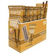 Hemper Pre-Rolled cônes en chanvre King Size + filtre en papier, pack de 2 (12 pcs/présentoir) Honey