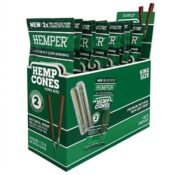 Hemper Pre-Rolled cônes en chanvre King Size + filtre en papier, pack de 2 (12 pcs/présentoir) Natural